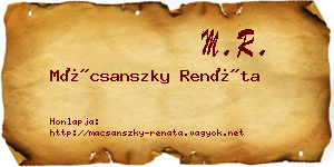 Mácsanszky Renáta névjegykártya